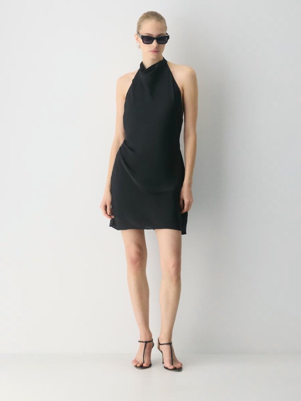 NWT Audience Satin Mini Halter Dress - Black Size 6